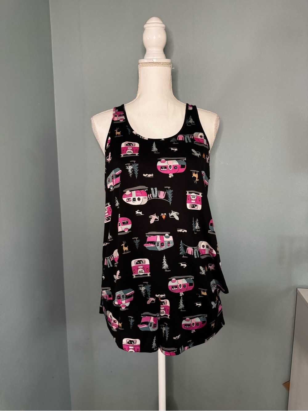 JOYSPUN BLACK SMALL Tank Top Short Set Camping Pajamas